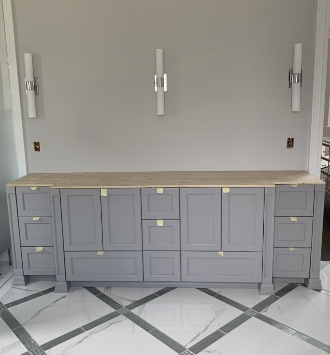 Gray sideboard built-in