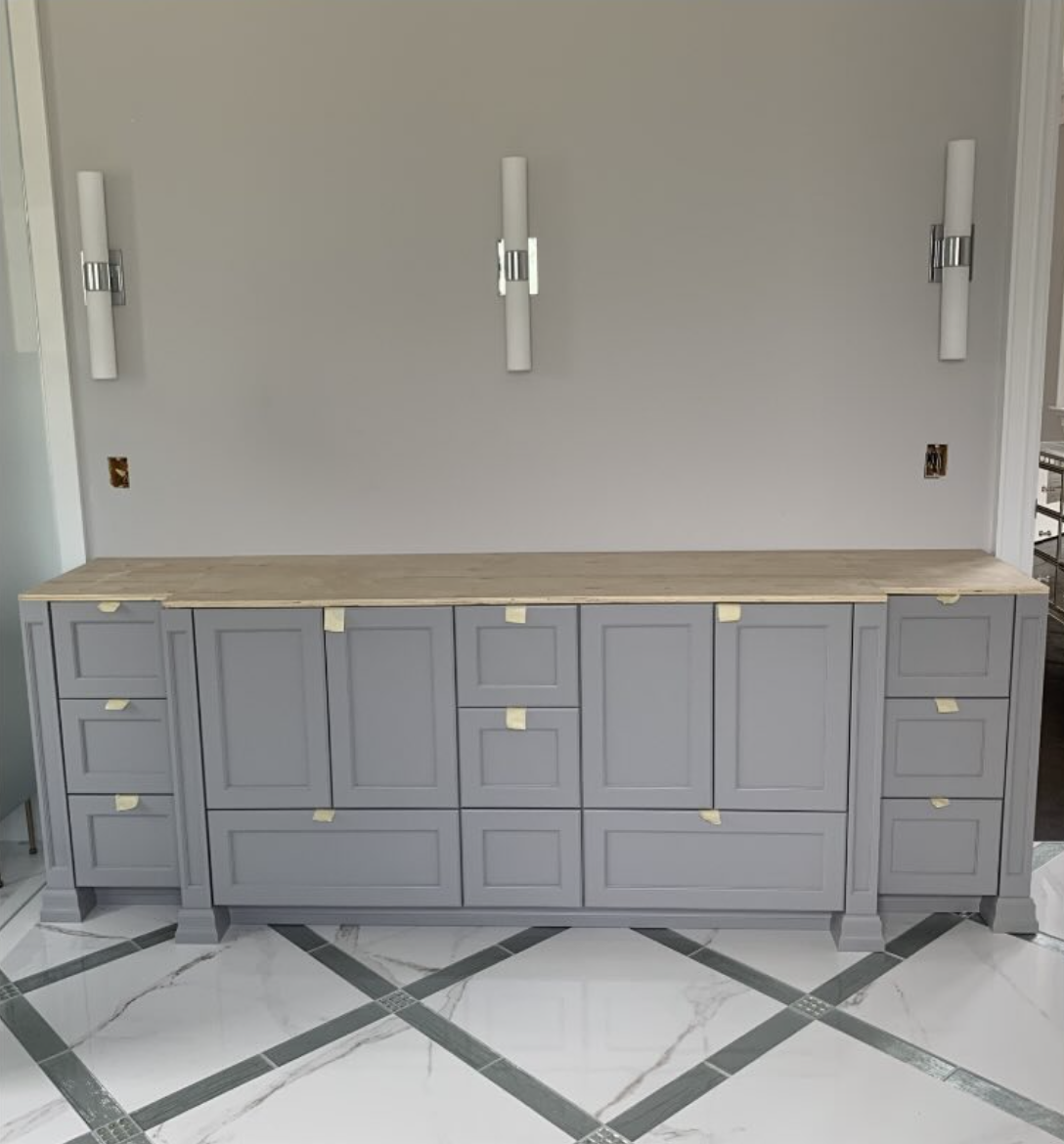 Gray sideboard built-in