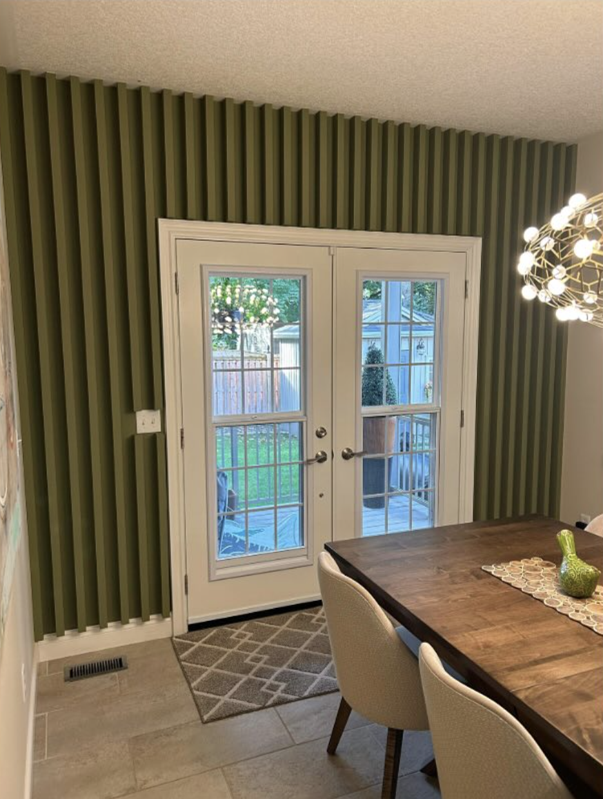 Green fluted accent wall